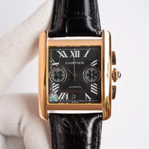 3K Factory Cartier Tank W5330007 Brown Leather Top Replica Watch