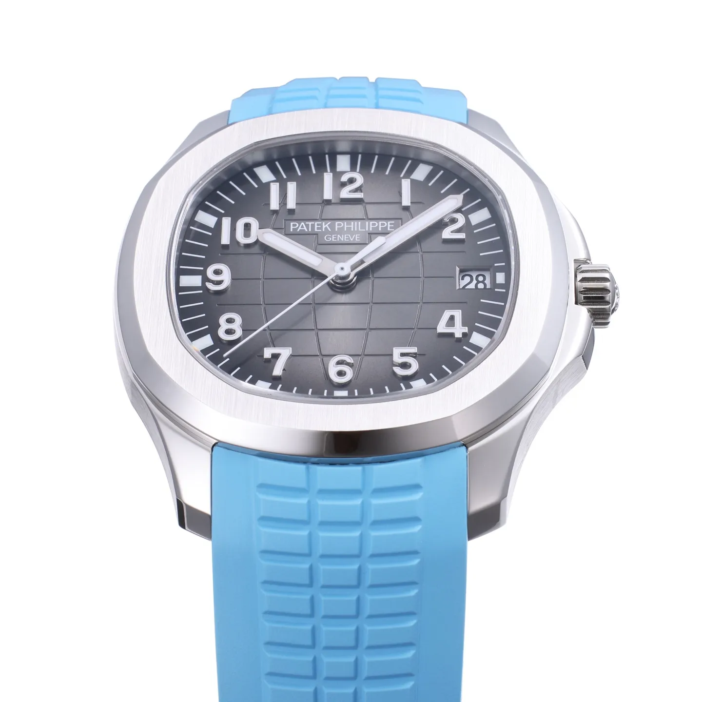 3K Factory Patek Philippe Aquanaut Grey Dial Blue Rubber Strap Stainless Steel Watch - 图片 5
