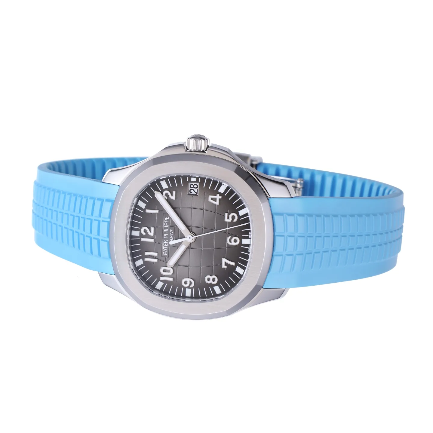3K Factory Patek Philippe Aquanaut Grey Dial Blue Rubber Strap Stainless Steel Watch - 图片 6