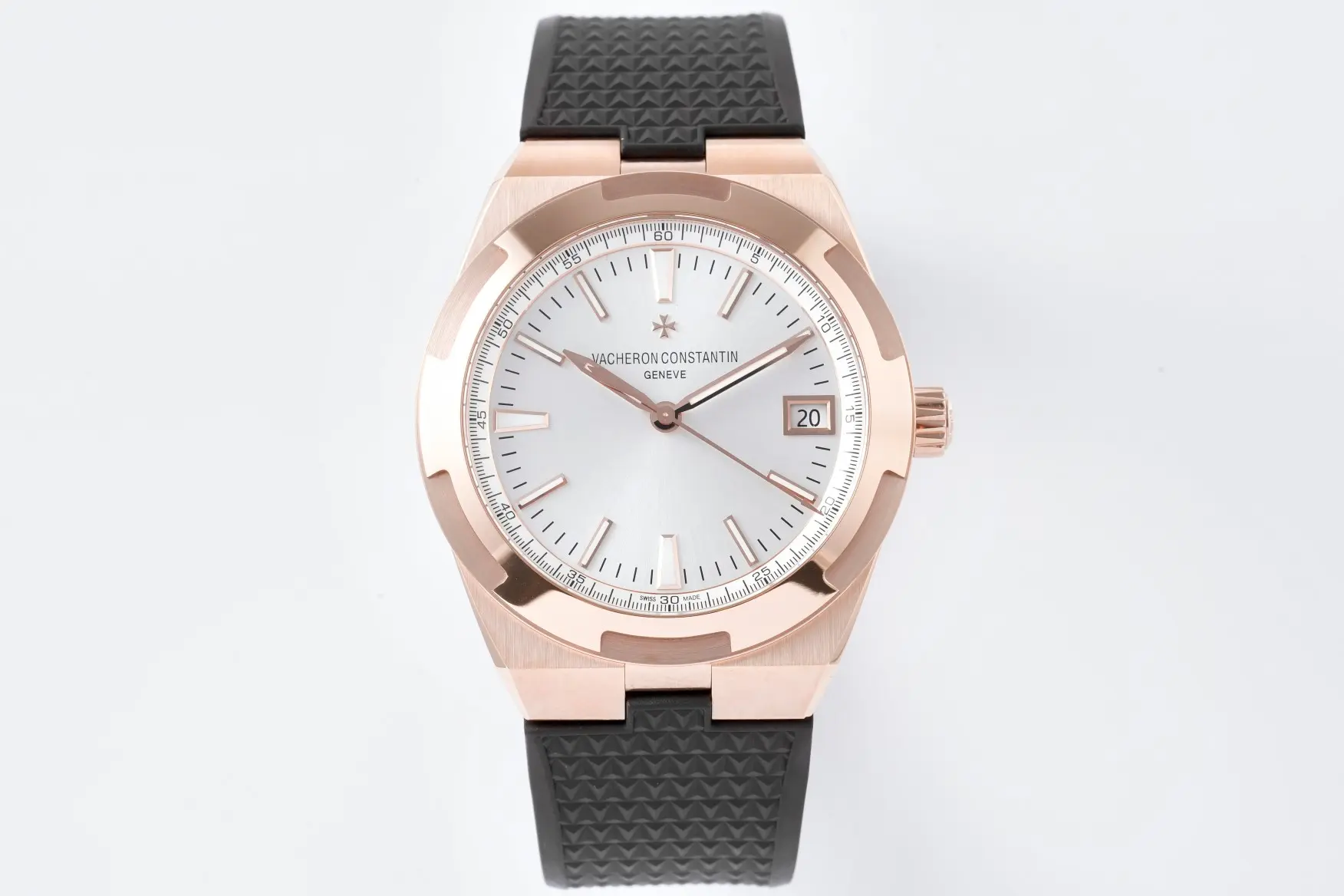 8F Factory Vacheron Constantin Overseas 4500V Series – Rose Gold Case, Black Rubber Strap, Luxury Super Clone Watch