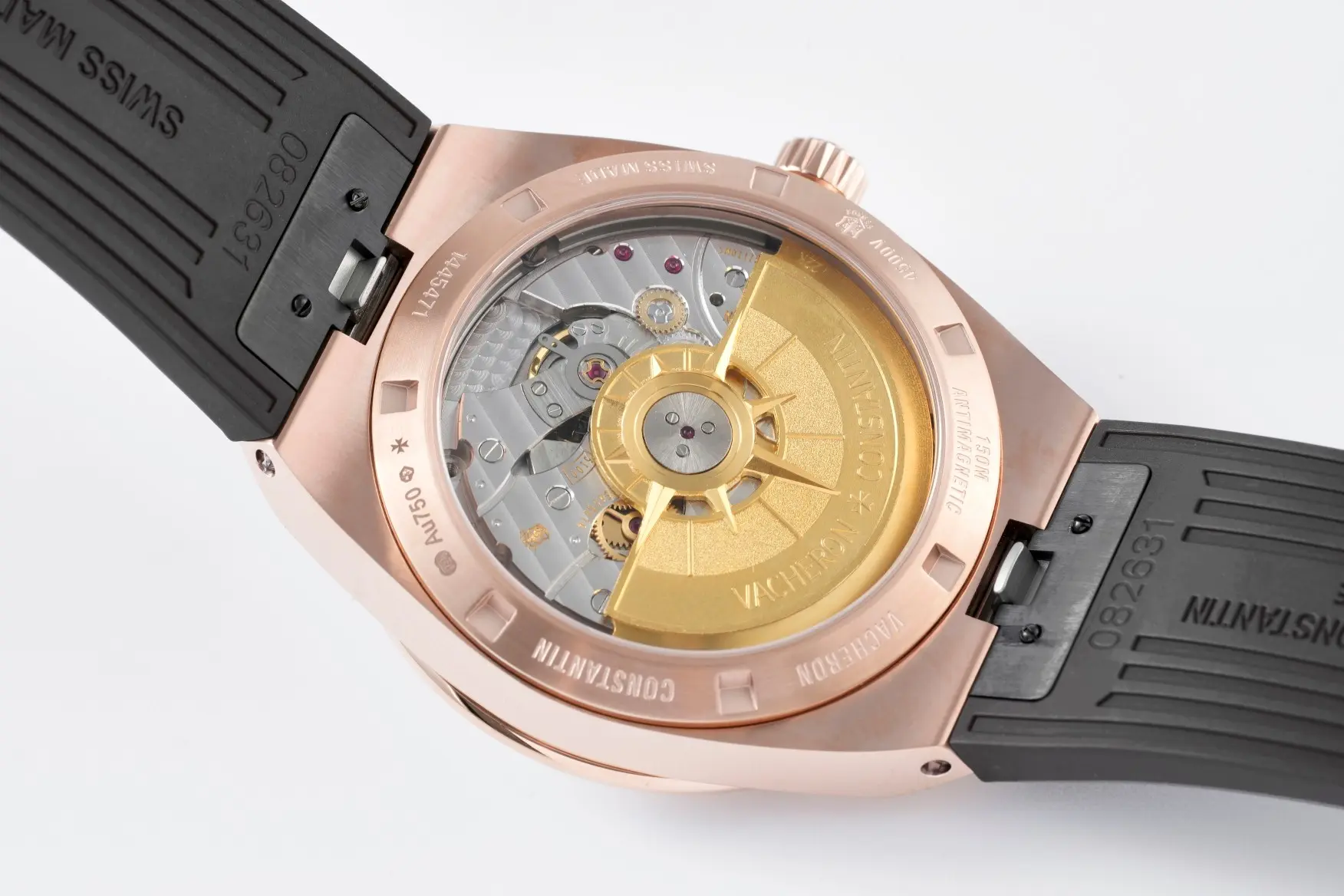 8F Factory Vacheron Constantin Overseas 4500V Series – Rose Gold Case, Black Rubber Strap, Luxury Super Clone Watch - 图片 8