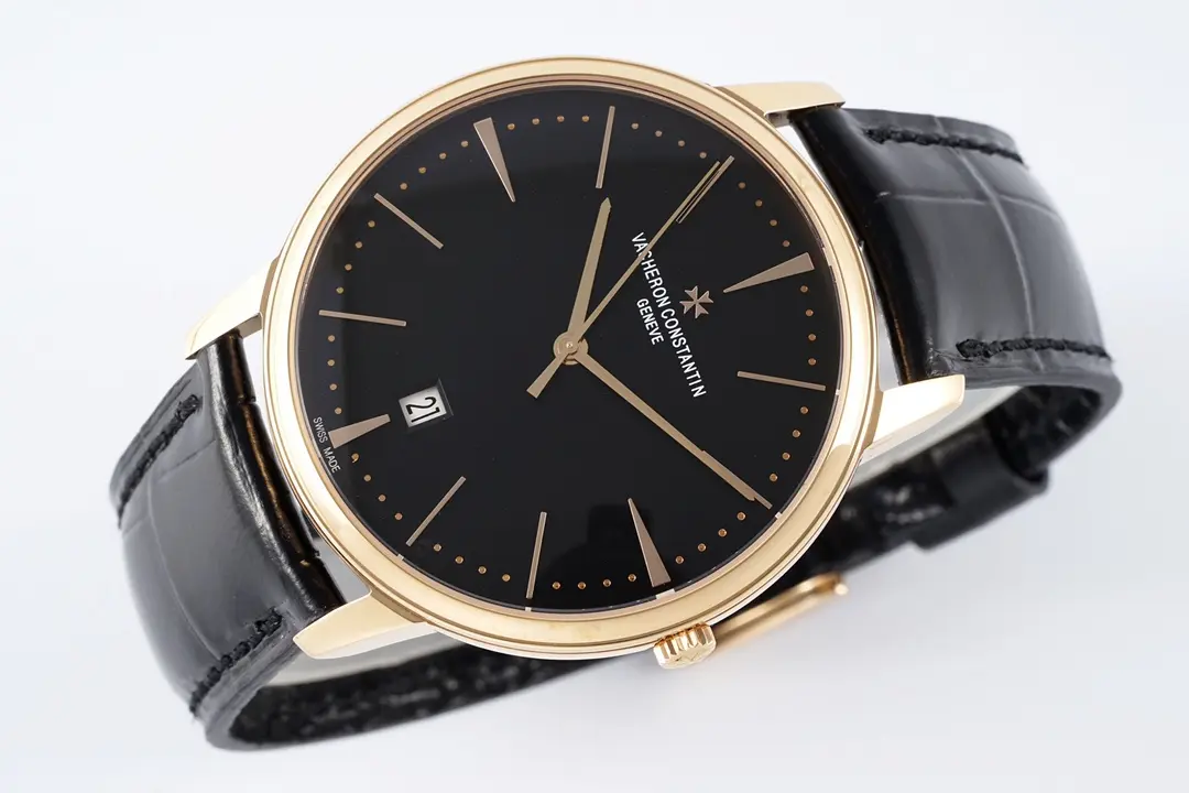 8F Factory Vacheron Constantin Patrimony 85180 Series Watch – Rose Gold Case, Black Dial, Leather Strap, 40MM, Best Super Clone Quality - 图片 4