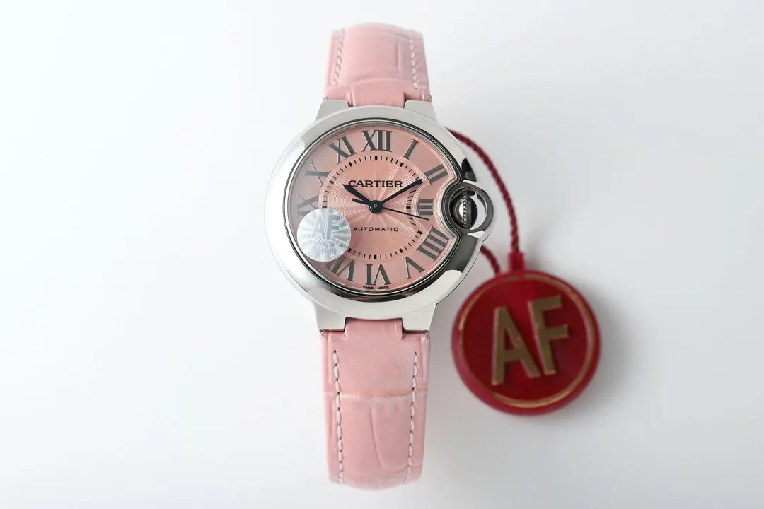 3K Factory AF Cartier Ballon Bleu 33 Pink Leather – Top Quality Replica Watch