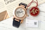AF Factory AF Sapphire Rose Gold Blue Leather Strap Roman Numeral Dial Women’s Luxury Watch