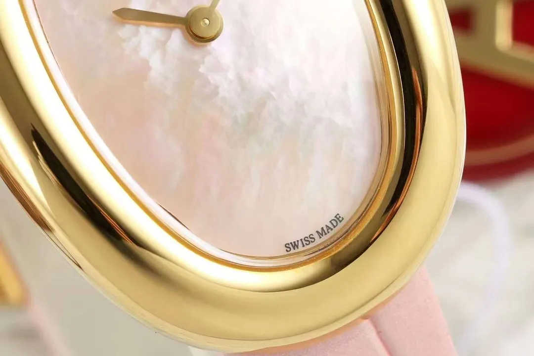 AF Factory Cartier Baignoire Oval Pink Mother-of-Pearl Dial Yellow Gold Case Pink Leather Strap Women’s Luxury Watch - 图片 4
