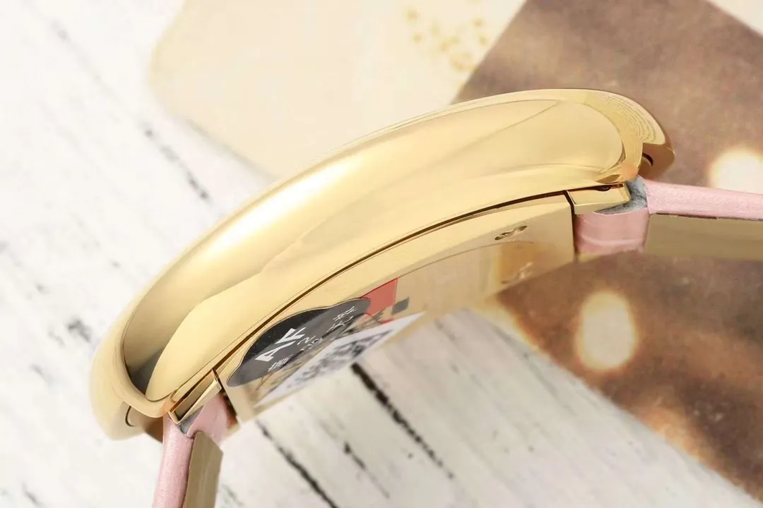 AF Factory Cartier Baignoire Oval Pink Mother-of-Pearl Dial Yellow Gold Case Pink Leather Strap Women’s Luxury Watch - 图片 6