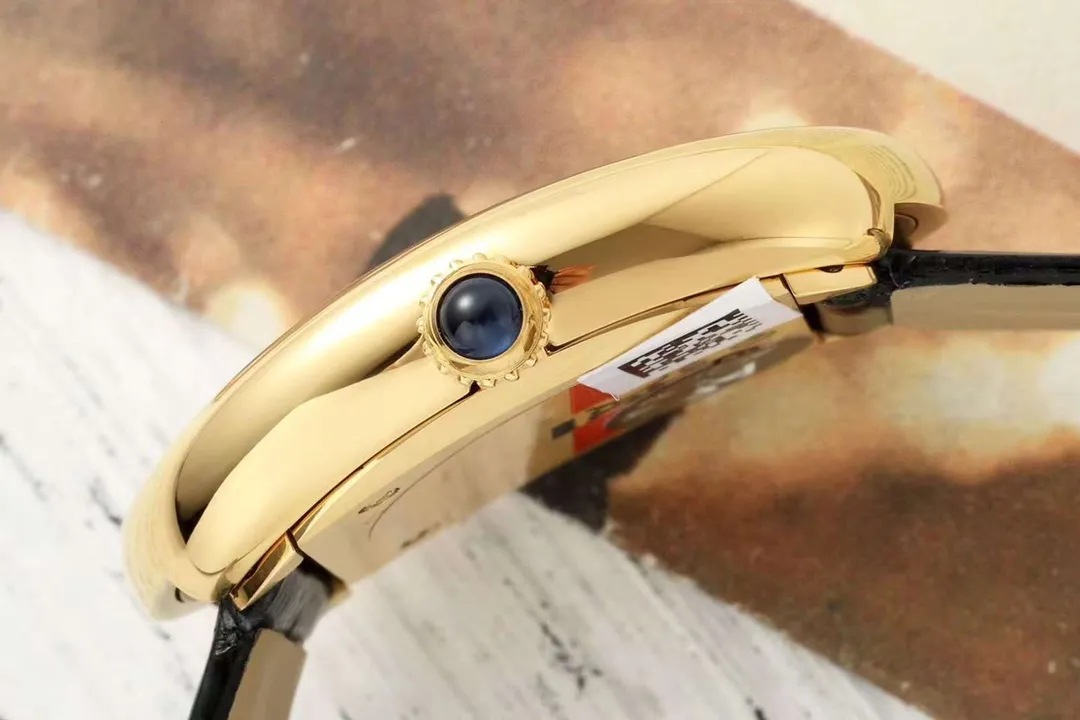 AF Factory Cartier Baignoire Oval Yellow Gold Case Mother-of-Pearl Dial Black Leather Strap Swiss Made Women’s Luxury Watch - 图片 4