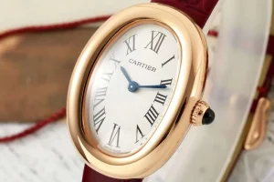 AF Factory Cartier Baignoire Rose Gold Oval Dial Red Leather Strap Women’s Quartz Watch