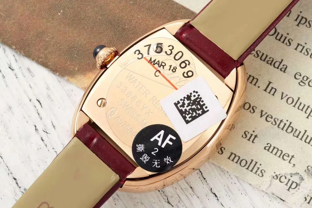 AF Factory Cartier Baignoire Rose Gold Oval Dial Red Leather Strap Women’s Quartz Watch - 图片 5