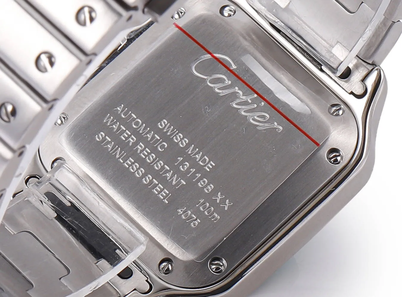 AF Factory Cartier Santos de Cartier Automatic Stainless Steel Watch with White Dial and Blue Hands - 图片 6
