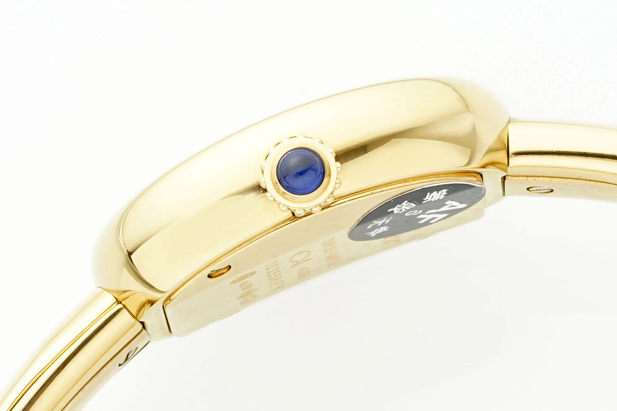 AF Factory Cartier Baignoire Yellow Gold Oval Bangle Watch with Cream Dial, Roman Numerals, and Black Cabochon Crown - 图片 5