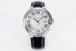 AF Factory Cartier Ballon Bleu 42mm Silver Black Leather