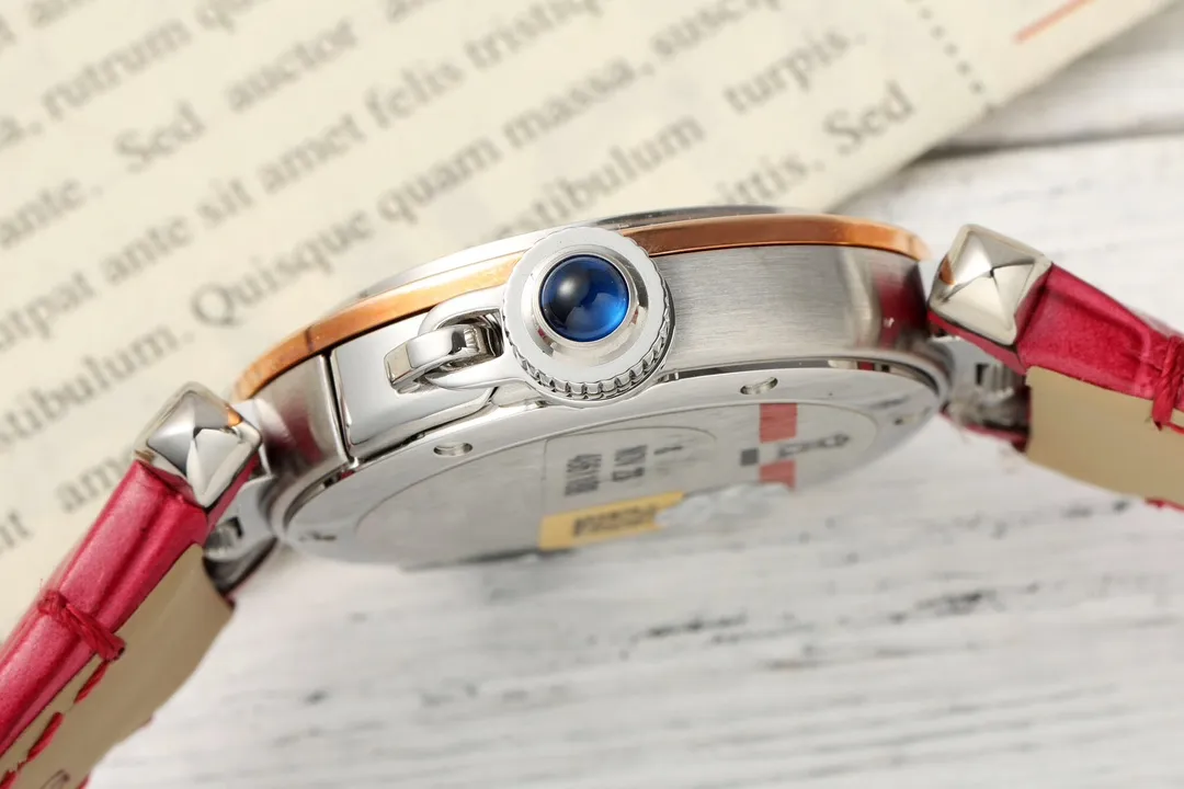 AF Factory Cartier Ballon Bleu de Cartier Women’s Watch – Rose Gold & Steel Case, White Dial, Red Leather Strap, Luxury Automatic Timepiece - 图片 5