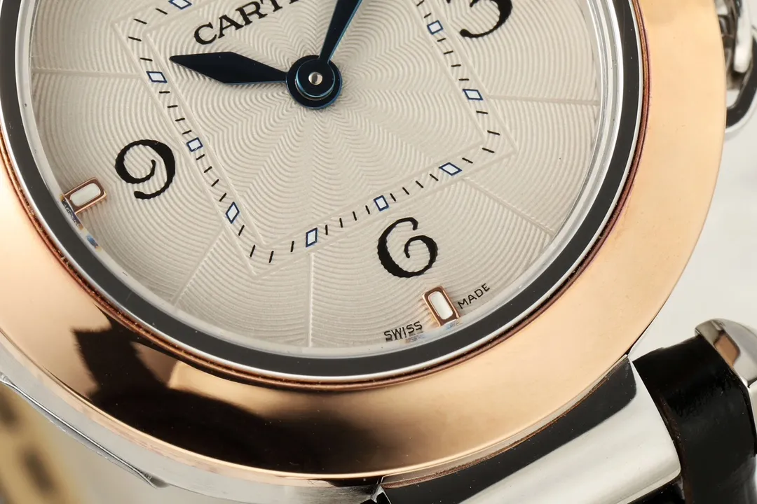 AF Factory Cartier Ballon Bleu White Dial Rose Gold and Steel Automatic Ladies Watch with Black Leather Strap - 图片 5