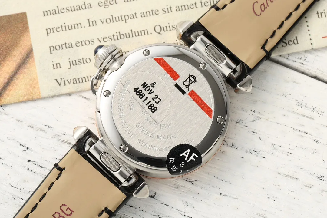AF Factory Cartier Ballon Bleu White Dial Rose Gold and Steel Automatic Ladies Watch with Black Leather Strap - 图片 8