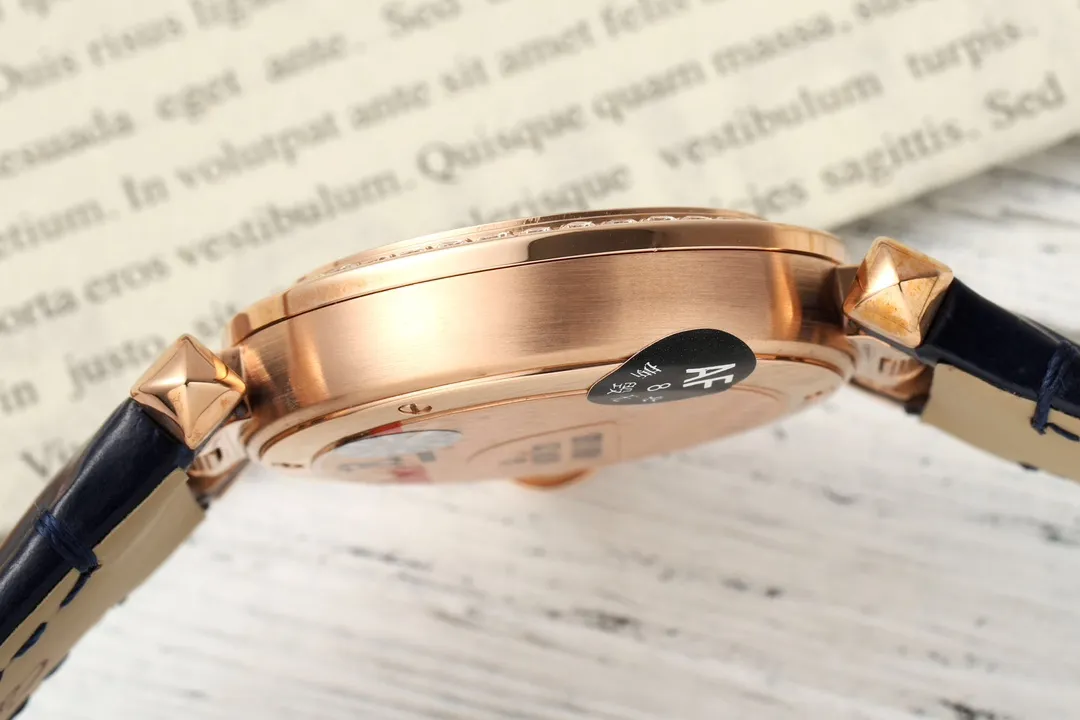 AF Factory Cartier Pasha de Cartier 32mm Rose Gold Diamond-Bezel Navy Blue Leather Strap Women’s Luxury Watch - 图片 6