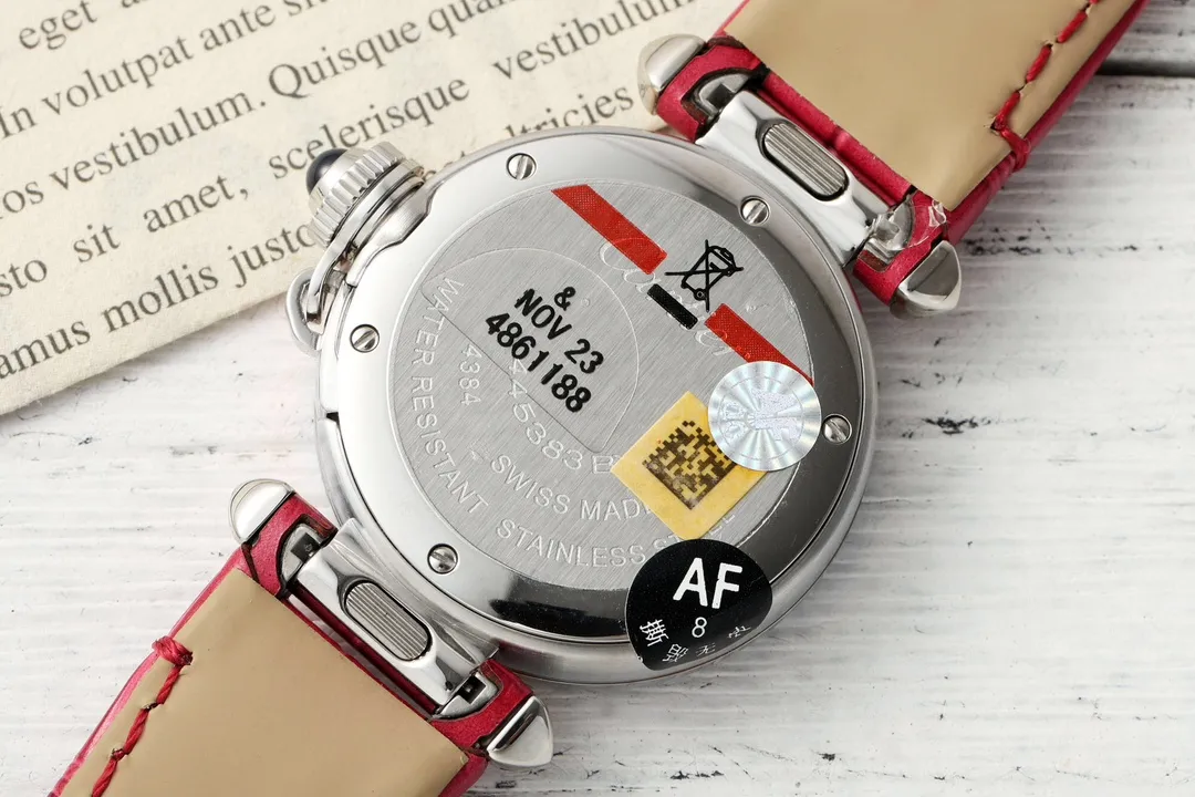 AF Factory Cartier Pasha de Cartier 35mm Women’s Watch with Silver Case, White Dial, and Red Leather Strap - 图片 7