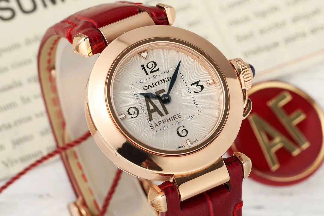 AF Factory Cartier Pasha de Cartier Rose Gold Case Red Alligator Leather Strap Women’s Quartz Watch with Sapphire Crystal - 图片 2
