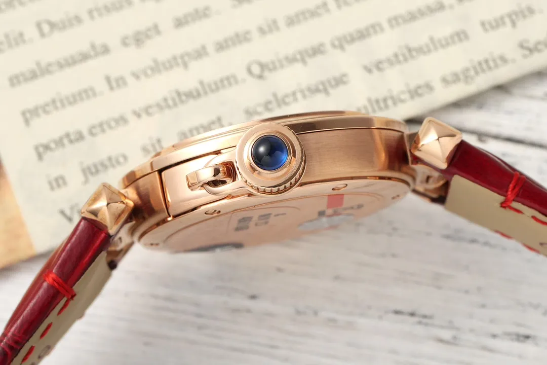 AF Factory Cartier Pasha de Cartier Rose Gold Case Red Alligator Leather Strap Women’s Quartz Watch with Sapphire Crystal - 图片 6