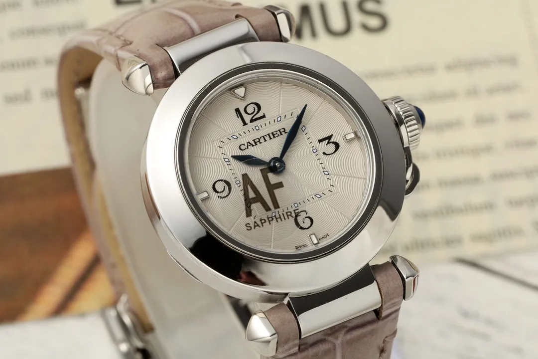 AF Factory Cartier Pasha de Cartier Silver Dial Automatic Watch with Brown Leather Strap and Blue Hands - 图片 3
