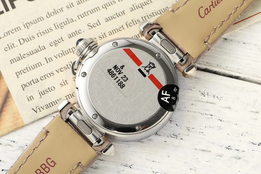 AF Factory Cartier Pasha de Cartier Silver Dial Automatic Watch with Brown Leather Strap and Blue Hands - 图片 6