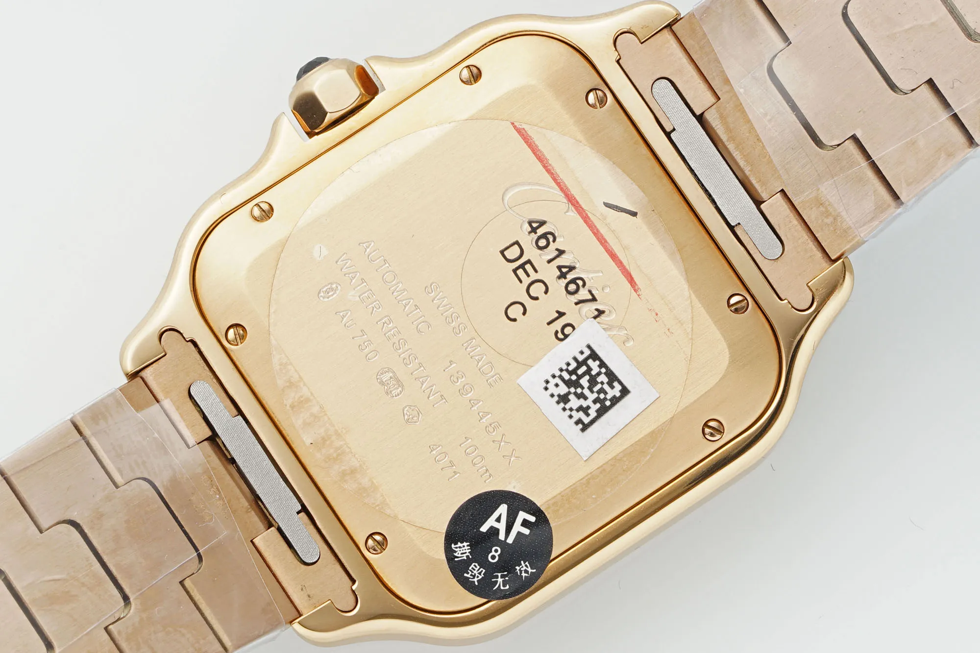 AF Factory Cartier Santos de Cartier Automatic Rose Gold Watch with White Roman Dial and Metal Bracelet - 图片 4