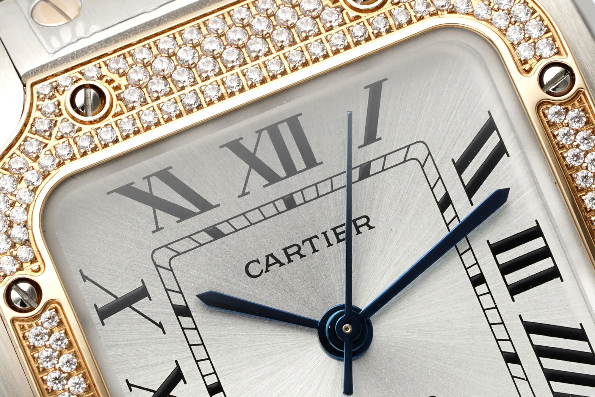 AF Factory Cartier Santos de Cartier Automatic Two-Tone Steel and Yellow Gold Watch with Diamond-Set Bezel, White Dial and Roman Numerals - 图片 3