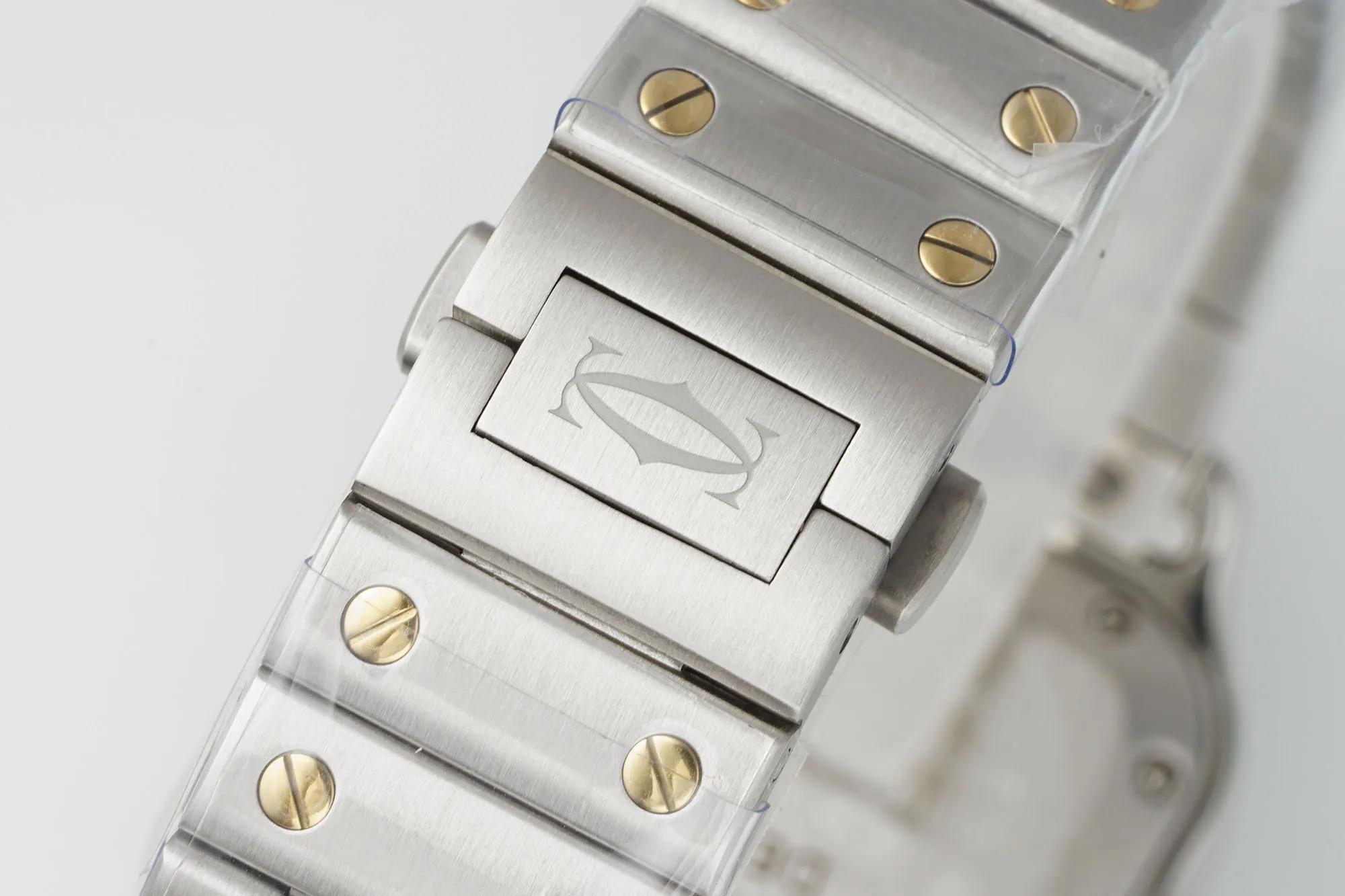 AF Factory Cartier Santos de Cartier Two-Tone Yellow Gold and Stainless Steel Diamond-Set Automatic Watch with White Dial - 图片 8
