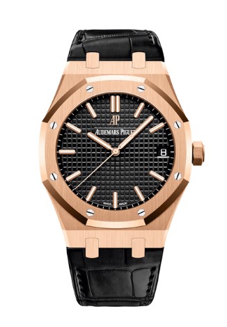 AP Royal Oak 15500 Black Dial Rose Gold Leather Strap Super Clone - 图片 2