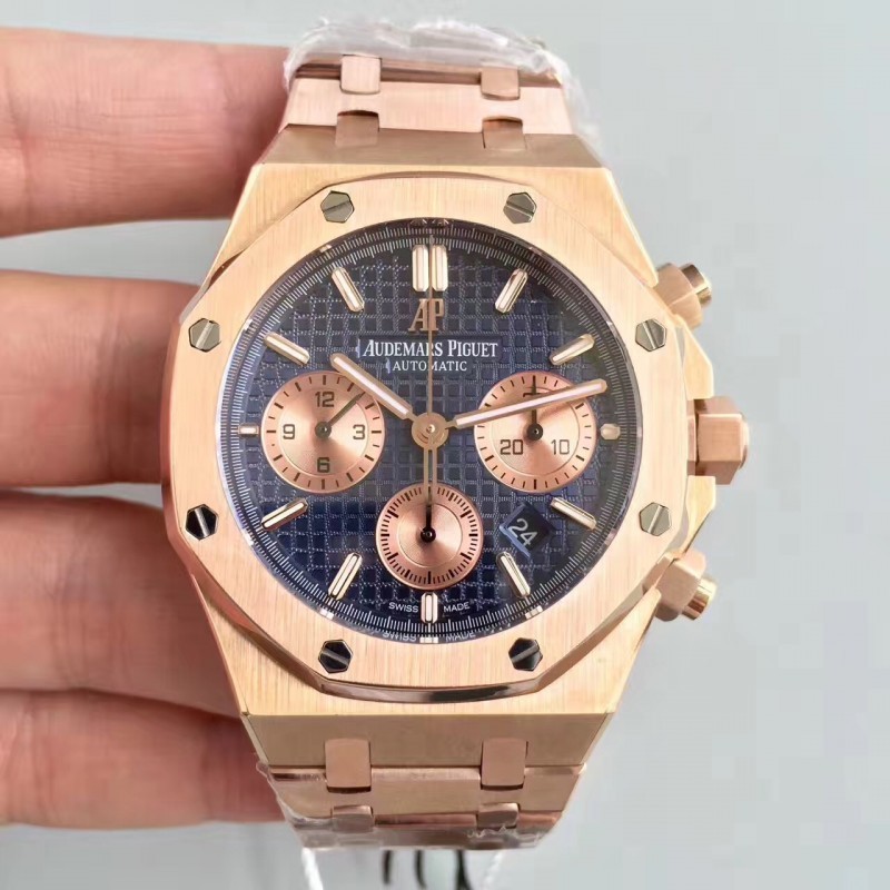 AP Royal Oak Chronograph Ref.26331 Rose Gold Silver Dial Swiss Replica - 图片 6