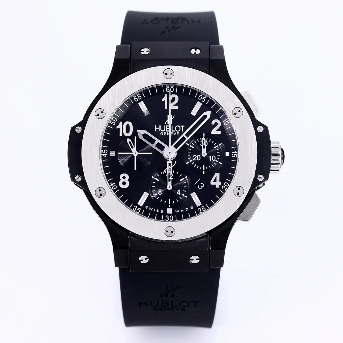 APS Factory Hublot Big Bang 44mm Black Ceramic Chronograph Watch with Rubber Strap – Super Clone Quality