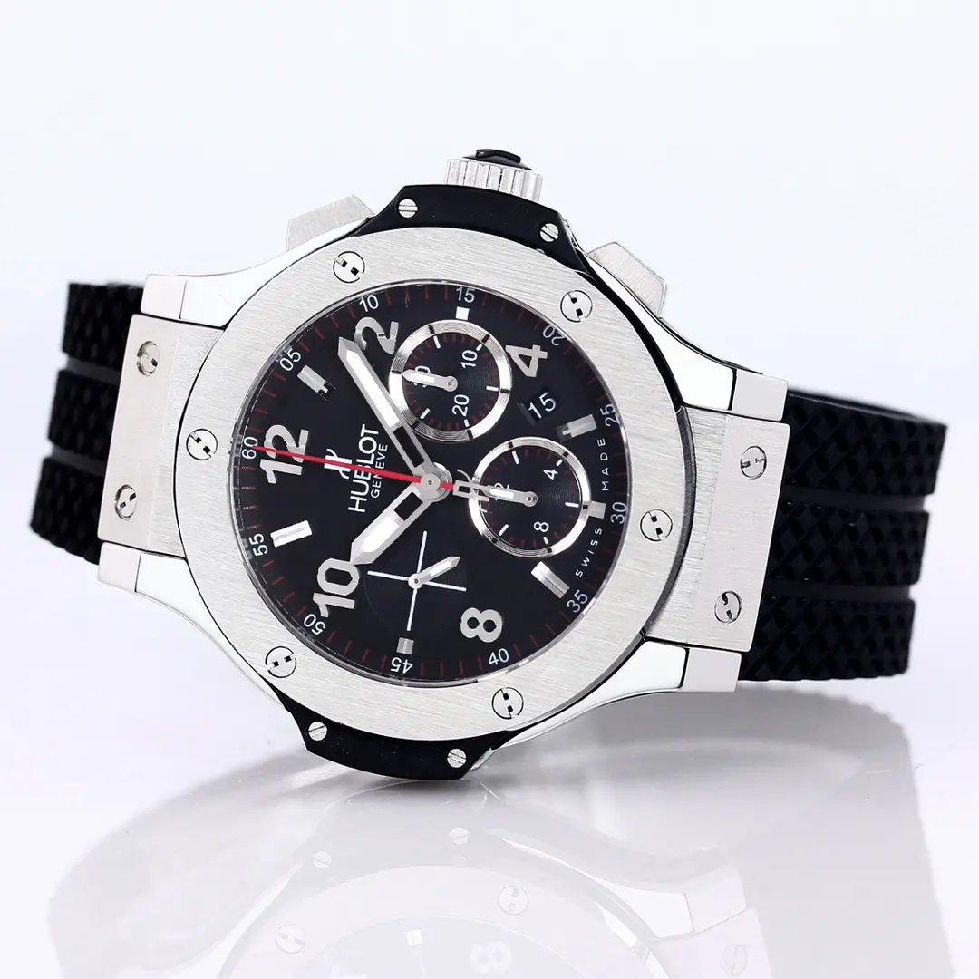 APS Factory Hublot Big Bang 44mm Black Dial Chronograph Watch with Rubber Strap – Silver Case | Super Clone Edition - 图片 3