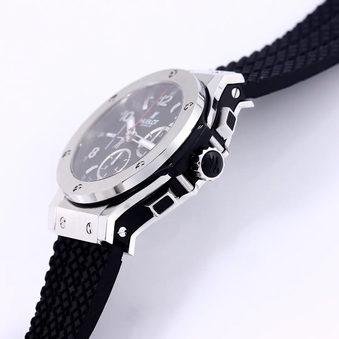 APS Factory Hublot Big Bang 44mm Black Dial Chronograph Watch with Rubber Strap – Silver Case | Super Clone Edition - 图片 5