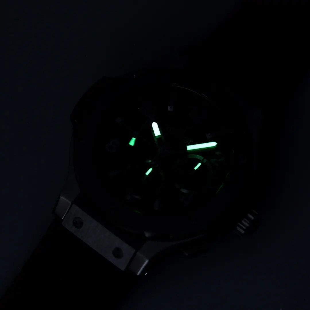 APS Factory Hublot Big Bang 44mm Black Dial Chronograph Watch with Rubber Strap – Silver Case | Super Clone Edition - 图片 9