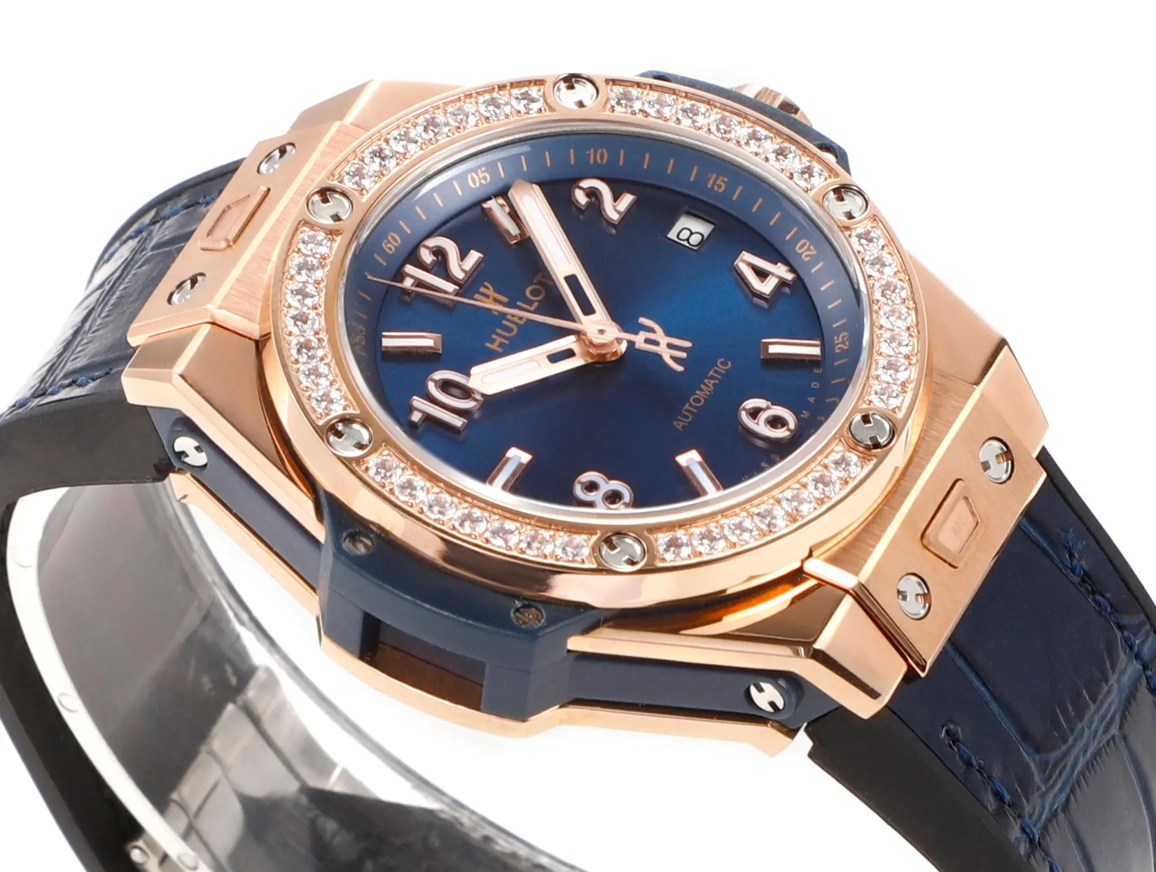 APS Factory HUBLOT Big Bang One-Click 39mm Rose Gold Blue Dial Diamond Set Automatic Super Clone Watch - 图片 3