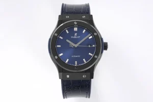 APS Factory Hublot Classic Fusion Ceramic Watch – Black Ceramic Case, Blue Dial, Crocodile Leather Strap, Super Clone by GSF
