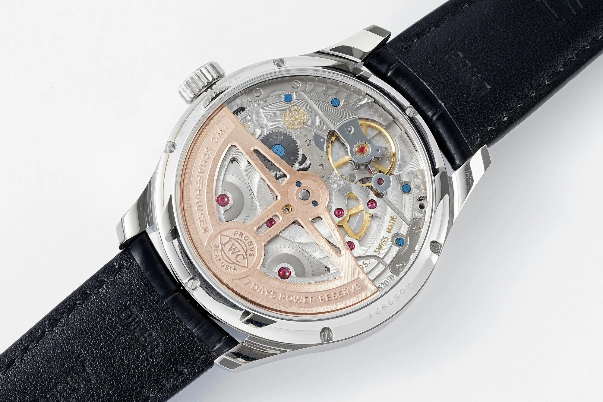 APS Factory IWC Portugieser Perpetual Calendar Automatic Men’s Watch – Silver Case, White Dial with Moon Phase, Black Leather Strap - 图片 9
