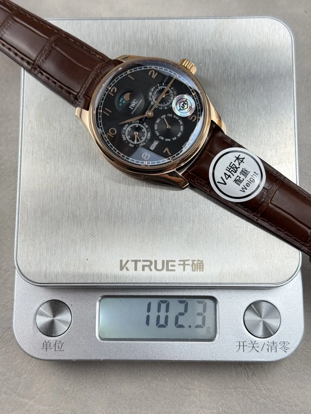 APS Factory IWC Portugieser Perpetual Calendar Black Dial Rose Gold Case Brown Leather Strap Men’s Luxury Watch - 图片 5