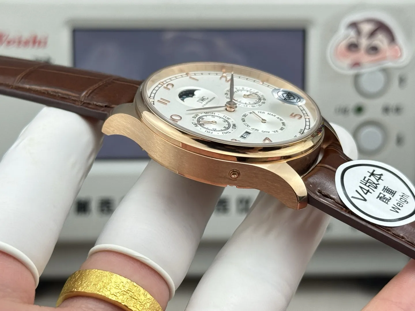 APS Factory IWC Portugieser Perpetual Calendar Rose Gold Case White Dial Brown Leather Strap Men’s Luxury Watch - 图片 6