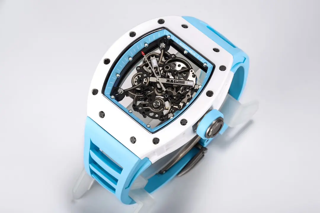 APS Factory Richard Mille RM055 White Ceramic Blue Strap – Super Clone Replica Watch - 图片 3