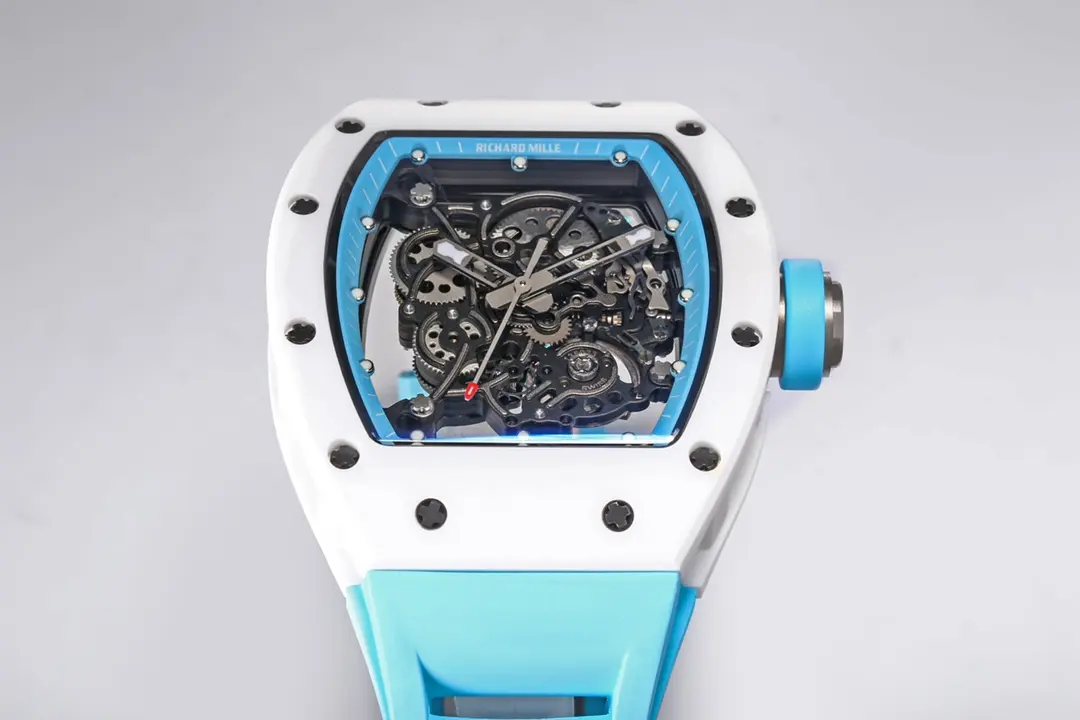 APS Factory Richard Mille RM055 White Ceramic Blue Strap – Super Clone Replica Watch - 图片 6