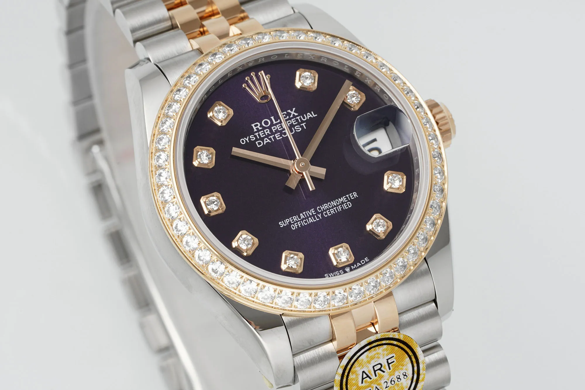 AR Factory Rolex Datejust 31mm Aubergine Dial Diamond Bezel Two-Tone Jubilee Bracelet Ladies Watch - 图片 3