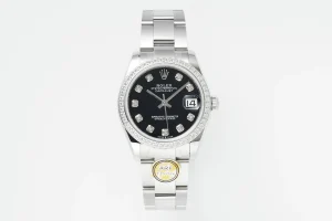 AR Factory Rolex Datejust 31mm Black Dial Diamond Bezel Stainless Steel Oyster Bracelet Automatic Women’s Watch
