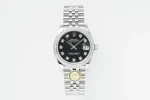 AR Factory Rolex Datejust 31mm Black Diamond Dial with Diamond Bezel Stainless Steel Jubilee Bracelet Women’s Luxury Watch