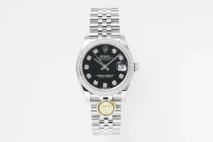 AR Factory Rolex Datejust 31mm Black Diamond Dial with Diamond Bezel Stainless Steel Jubilee Bracelet Women’s Luxury Watch