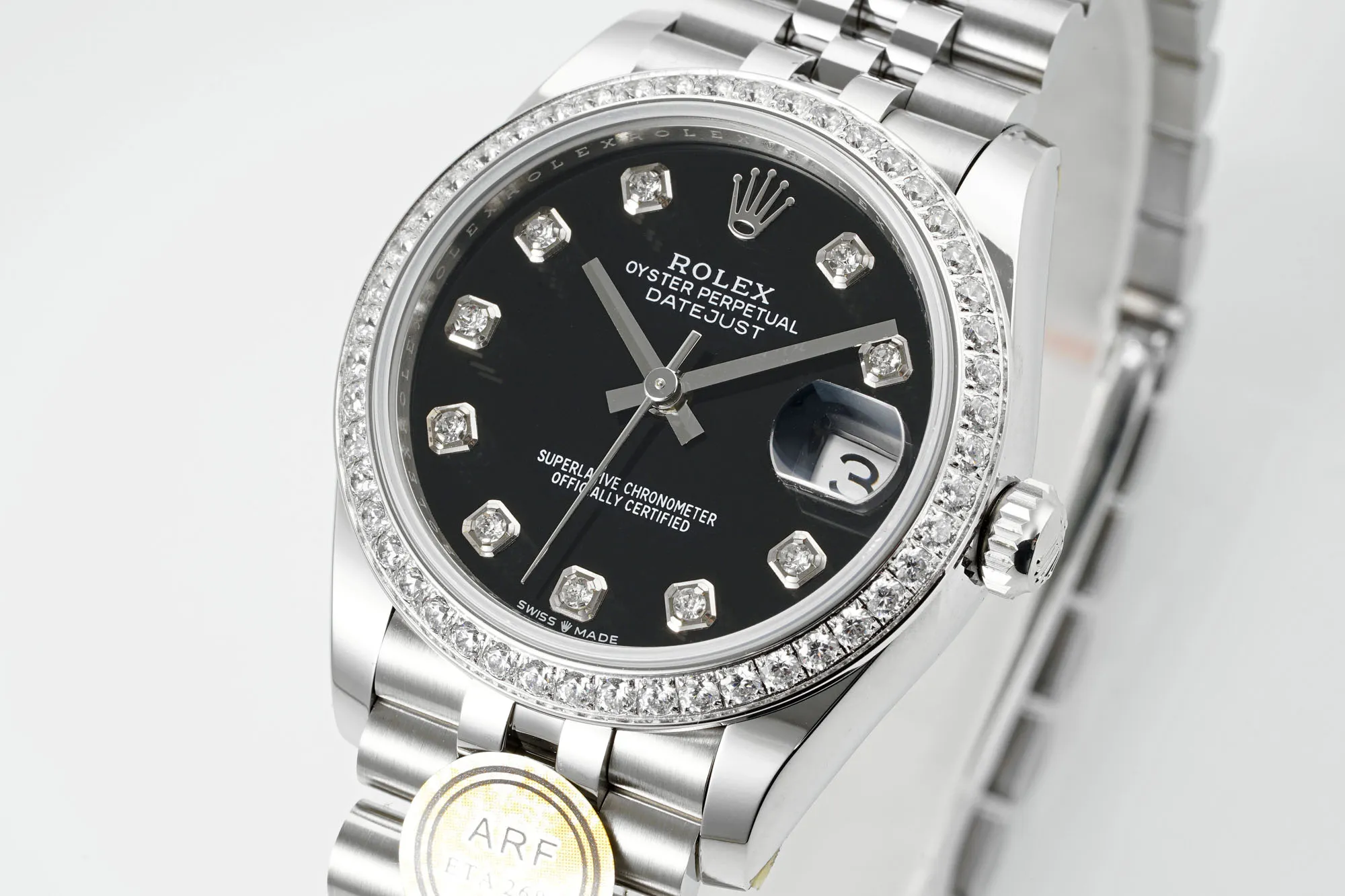 AR Factory Rolex Datejust 31mm Black Diamond Dial with Diamond Bezel Stainless Steel Jubilee Bracelet Women’s Luxury Watch - 图片 2