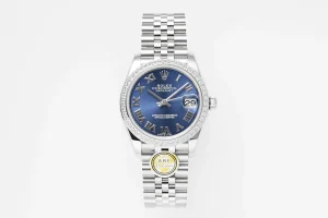 AR Factory Rolex Datejust 31mm Blue Roman Dial Diamond Bezel Stainless Steel Jubilee Bracelet Women’s Luxury Watch