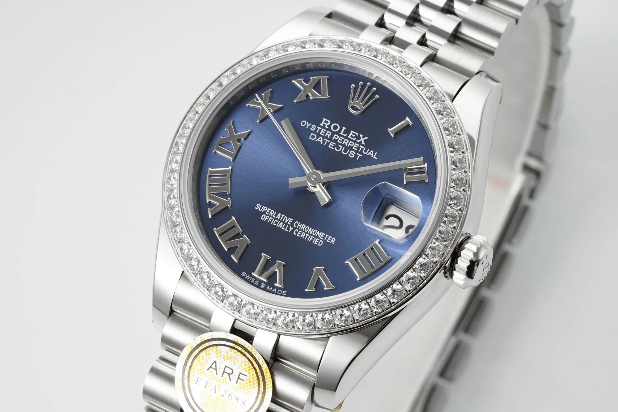 AR Factory Rolex Datejust 31mm Blue Roman Dial Diamond Bezel Stainless Steel Jubilee Bracelet Women’s Luxury Watch - 图片 2