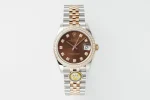 AR Factory Rolex Datejust 31mm Chocolate Brown Dial Diamond Bezel Everose Gold and Steel Jubilee Bracelet Women’s Watch