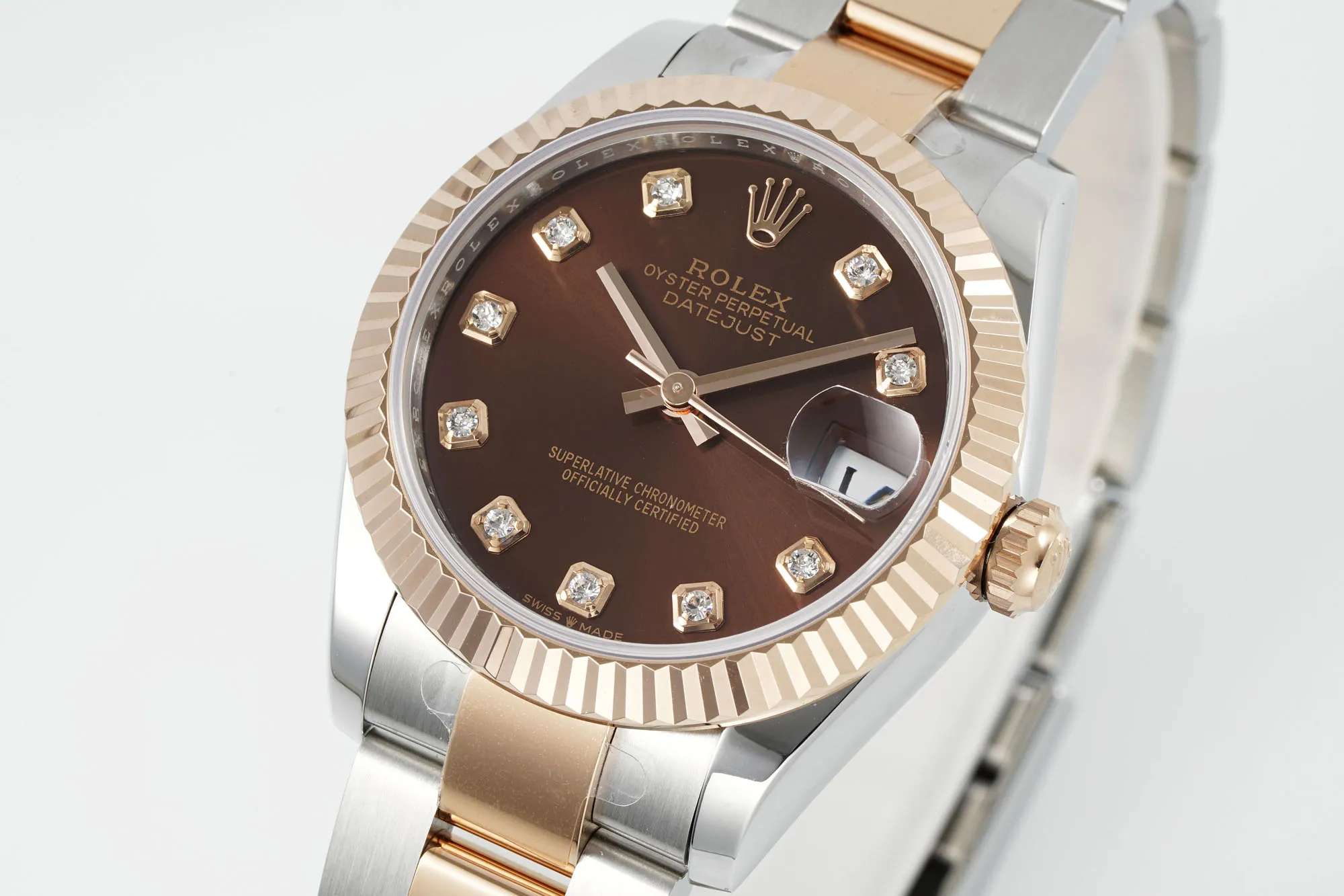 AR Factory Rolex Datejust 31mm Chocolate Dial Diamond Markers Two-Tone Stainless Steel and Yellow Gold Oyster Bracelet Ladies Watch - 图片 2